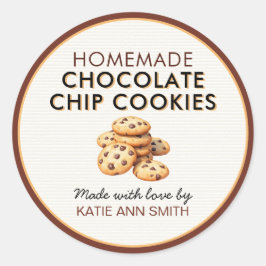 Zelfgemaakte Chocolade Chip Cookie Labelstickers Ronde Sticker