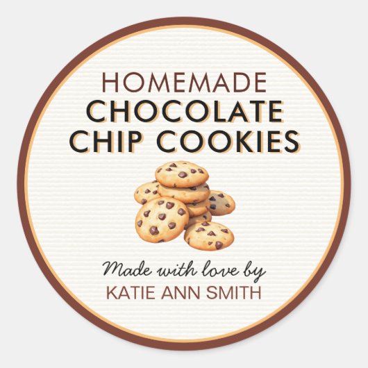 Zelfgemaakte Chocolade Chip Cookie Labelstickers Ronde Sticker (Voorkant)