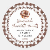 Zelfgemaakte chocolade Donuts Eetlabel Ronde Sticker (Voorkant)