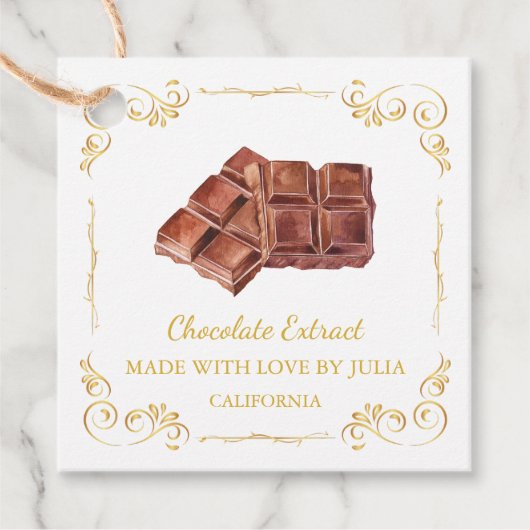Zelfgemaakte Chocolade Extract Square Hang Label (Voorkant)