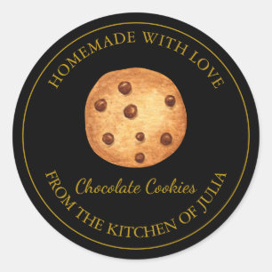 Zelfgemaakte chocolade koekjes label   Zwart