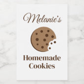 Zelfgemaakte chocoladechipkoekjes op maat gemaakte voedselcontainer etiket (Enkel label)