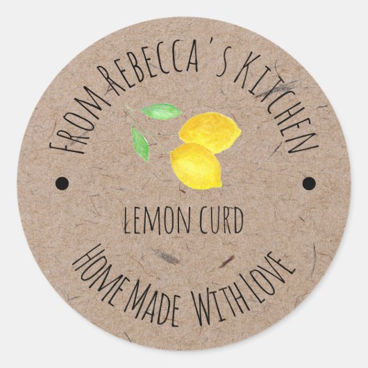 Zelfgemaakte citroen curd label met liefde (Voorkant)