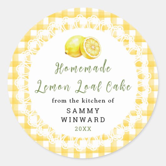 Zelfgemaakte citroen taart cake label (Voorkant)