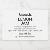 Zelfgemaakte citroenjam Custom Kitchen Pantry Cann Voedselcontainer Etiket (Enkel label)