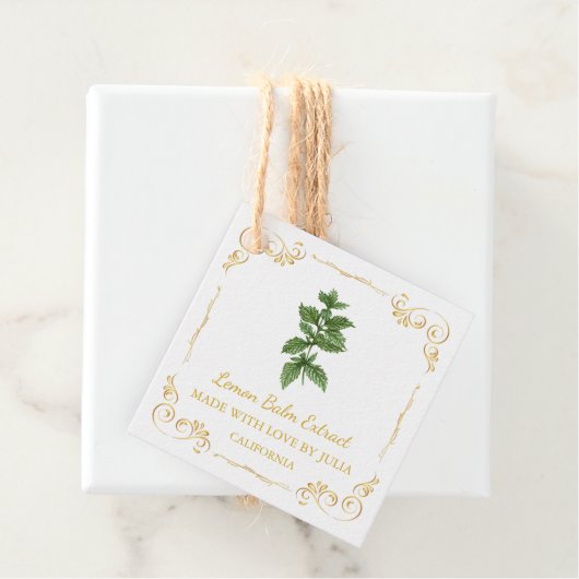  Zelfgemaakte Citroenmelisse Extract Vierkant Labe Bedankjes Labels (In situ)