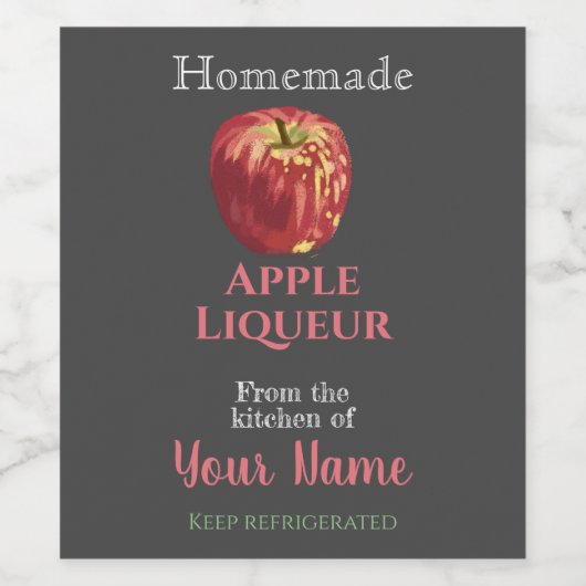Zelfgemaakte Cocktail Appel Likeur Jouw naam Krijt Wijn Etiket (Enkel label)