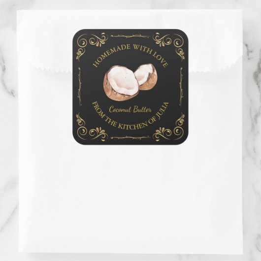  zelfgemaakte Coconut Butter Square Label (Tas)