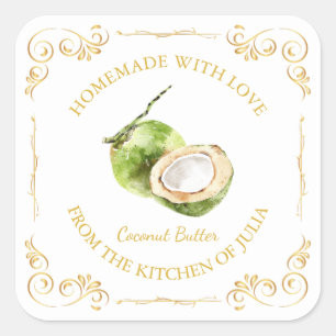 zelfgemaakte Coconut Butter Square Label