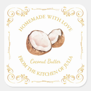 zelfgemaakte Coconut Butter Square Label