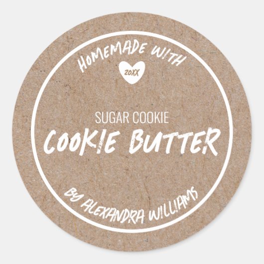 Zelfgemaakte Cookie Butter Ronde Sticker (Voorkant)