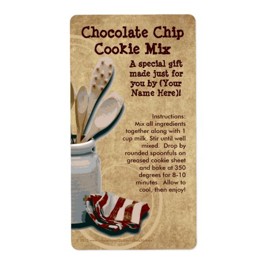 Zelfgemaakte Cookie Mix Gift Jar Labels, gepersona Etiket (Voorkant)