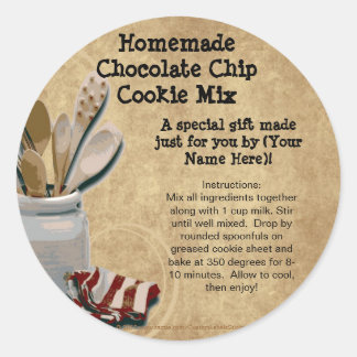 Zelfgemaakte Cookie Mix Gift Jar Labels, gepersona Ronde Sticker