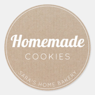 Zelfgemaakte Cookies  Eenvoudig Kraft-papier Ronde Sticker