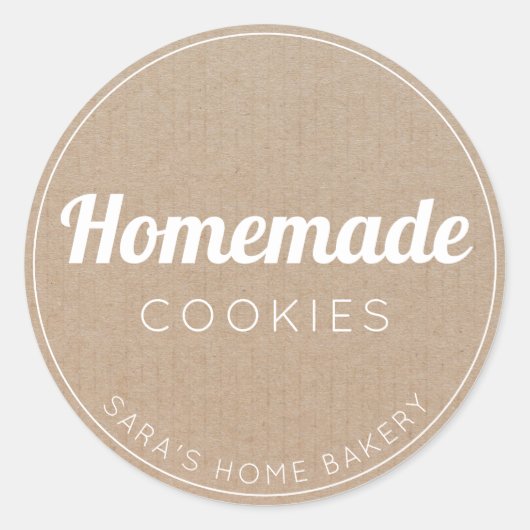 Zelfgemaakte Cookies  Eenvoudig Kraft-papier Ronde Sticker (Voorkant)