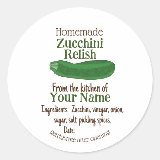 Zelfgemaakte courgette augurken of geniet van Maso Ronde Sticker (Voorkant)