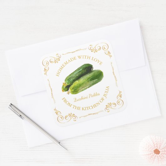 zelfgemaakte courgette vierkant label (Envelop)