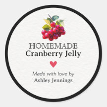 Zelfgemaakte Cranberry Gelei Label Aangepaste Stic