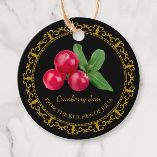Zelfgemaakte Cranberry Jam Hang Label l Zwart (Voorkant)