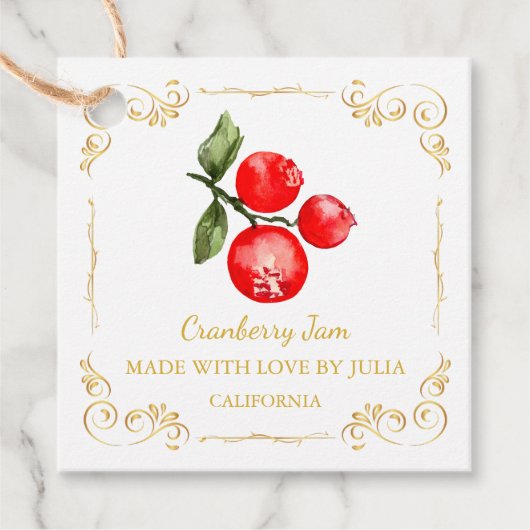 Zelfgemaakte Cranberry Jam Square Hang Label (Voorkant)