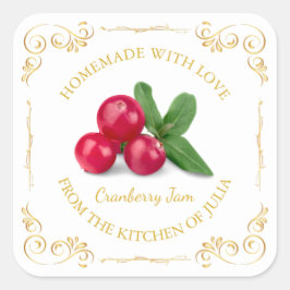  zelfgemaakte Cranberry Jam Square Label