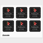 Zelfgemaakte Cranberry Jam Square Label Zwart (Vel)