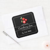 Zelfgemaakte Cranberry Jam Square Label Zwart (Envelop)