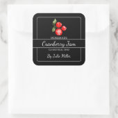Zelfgemaakte Cranberry Jam Square Label Zwart (Tas)