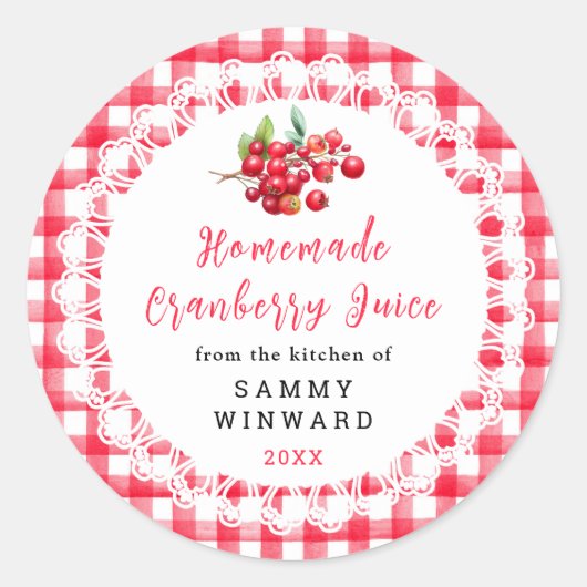 Zelfgemaakte Cranberry Juice Drink Label (Voorkant)