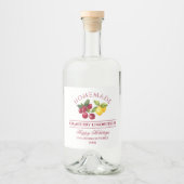 Zelfgemaakte Cranberry Limoncello Vakantie Likeurfles Etiket (Voorkant)