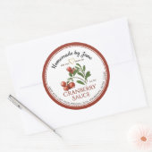 Zelfgemaakte CRANBERRY Sauce Red Border Gold Heart Ronde Sticker (Envelop)