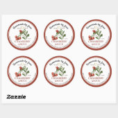Zelfgemaakte CRANBERRY Sauce Red Border Gold Heart Ronde Sticker (Vel)