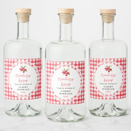 Zelfgemaakte Cranberry Siroop Fles Etiket (Flessen)