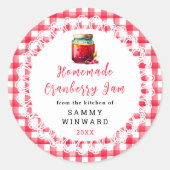 Zelfgemaakte Cranberryjam Inmaaklabel Ronde Sticker (Voorkant)