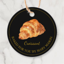Zelfgemaakte Croissant Favor Tags | Zwart