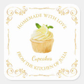  zelfgemaakte cupcake vierkant label (Voorkant)