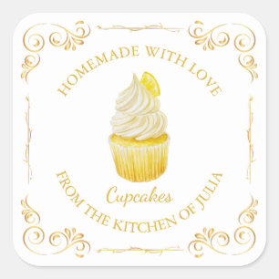 zelfgemaakte cupcake vierkant label