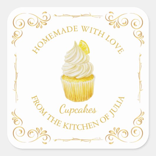  zelfgemaakte cupcake vierkant label (Voorkant)