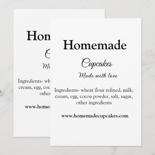 Zelfgemaakte cupcakes gemaakt met liefde tekst toe feestdagenkaart (Voorkant / Achterkant)