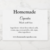Zelfgemaakte cupcakes gemaakt met liefde tekst toe voedselcontainer etiket (Enkel label)