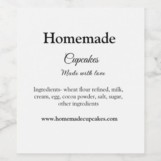 Zelfgemaakte cupcakes gemaakt met liefde tekst toe wijn etiket (Enkel label)