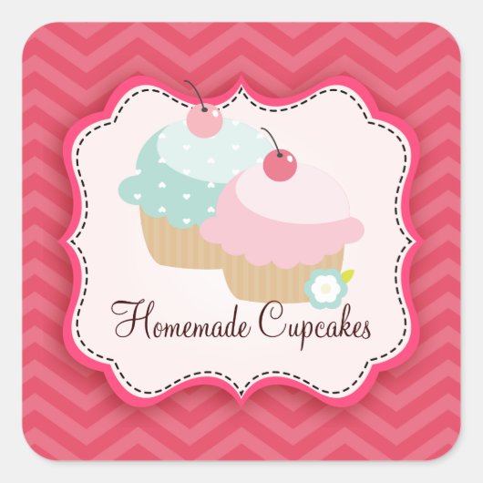 Zelfgemaakte Cupcakes Gepersonaliseerde labels (Voorkant)