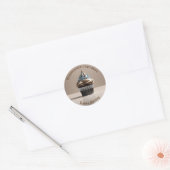 Zelfgemaakte Cupcakes Goud Beige Ronde Sticker (Envelop)