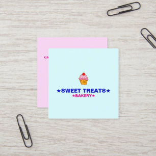 Zelfgemaakte Cupcakes   Logo & Minimalistische Thu Vierkante Visitekaartje