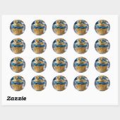 Zelfgemaakte Cupcakes Wit Blauw Ronde Sticker (Vel)