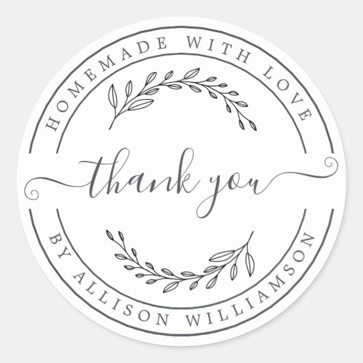 Zelfgemaakte dank-je-wel-loofwerk ronde sticker (Voorkant)