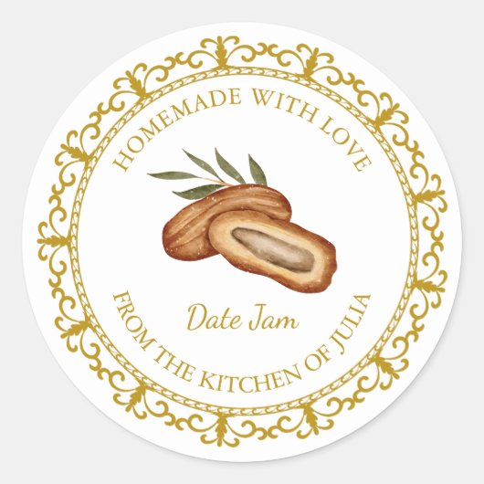 Zelfgemaakte Datum Fruit Jam Label L Wit (Voorkant)