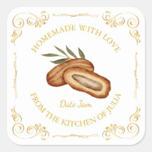 zelfgemaakte datum Jam Square Label