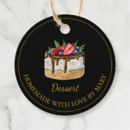 Zelfgemaakte dessert cake Favoriet Tags | Zwart Bedankjes Labels