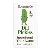Zelfgemaakte dille augurken gepersonaliseerde leuk etiket (Voorkant)